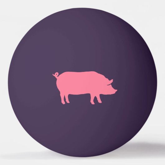 ピンクのブタのシルエット 卓球ボール (正面)