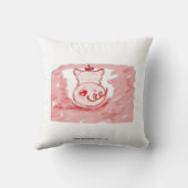 ピンクのブタの前部および背部装飾用クッション クッション (裏面)