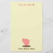 ピンクのブタの泥水溜のパーソナライズな文房具 便箋 (正面)