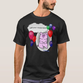 ピンクのブタの誕生日のテンプレート Tシャツ