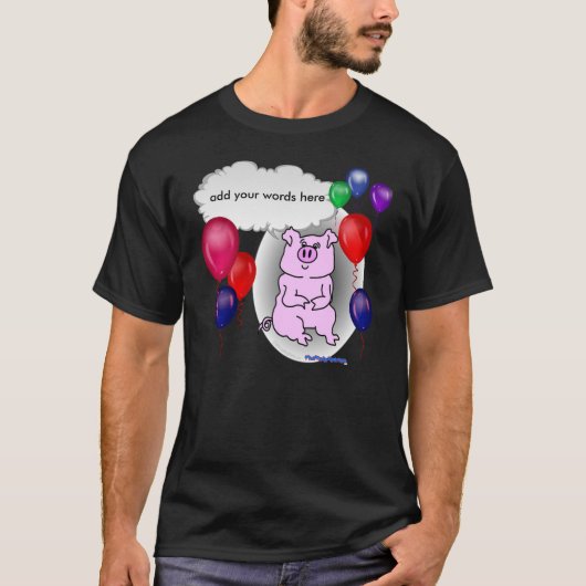 ピンクのブタの誕生日のテンプレート Tシャツ (正面)