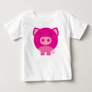 ピンクのブタのTシャツおよびギフト ベビーTシャツ