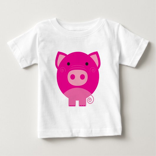 ピンクのブタのTシャツおよびギフト ベビーTシャツ (正面)