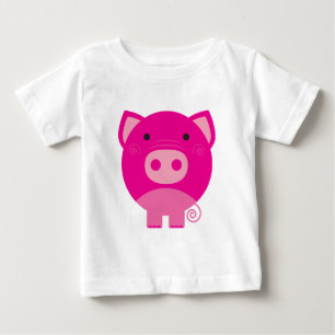 ピンクのブタのTシャツおよびギフト ベビーTシャツ