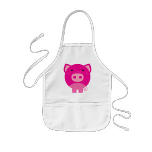 ピンクのブタのTシャツおよびギフト 子供用エプロン