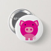 ピンクのブタのTシャツおよびギフト 缶バッジ (正面&裏面)