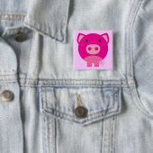 ピンクのブタのTシャツおよびギフト 缶バッジ (インサイチュ)