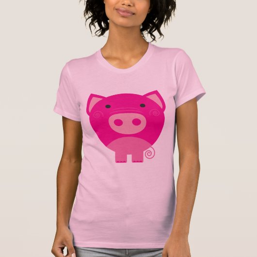 ピンクのブタのTシャツおよびギフト Tシャツ (正面)