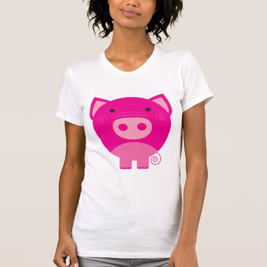 ピンクのブタのTシャツおよびギフト Tシャツ (正面)