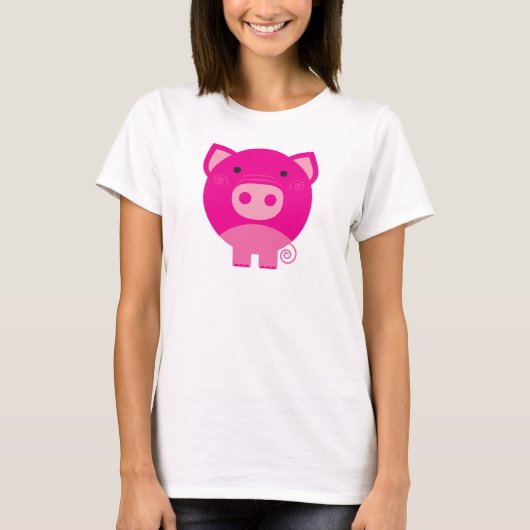 ピンクのブタのTシャツおよびギフト Tシャツ (正面)