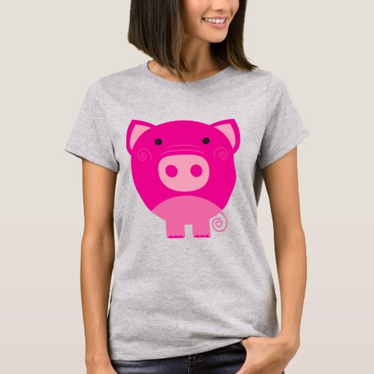 ピンクのブタのTシャツおよびギフト Tシャツ (正面)