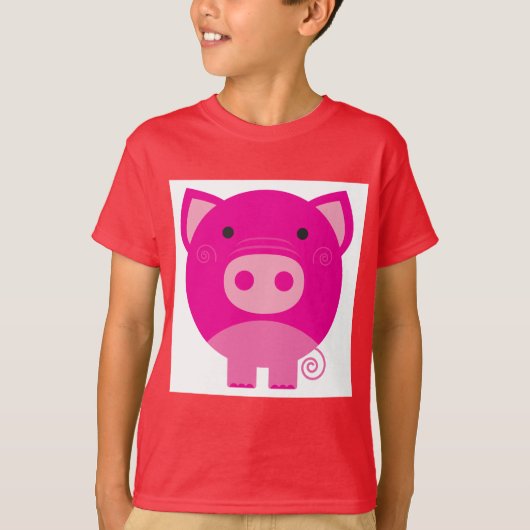 ピンクのブタのTシャツおよびギフト Tシャツ (正面)