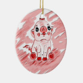 ピンクのブタを持つクリスマスのオーナメントかギフトのオーナメント セラミックオーナメント (右)