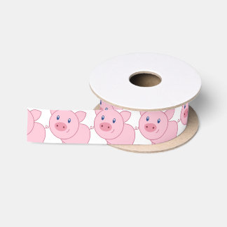 ピンクのブタ サテンリボン