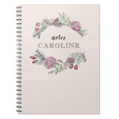 ピンクのブッシェルとペックパーソナライズされたノート ノートブック (正面)