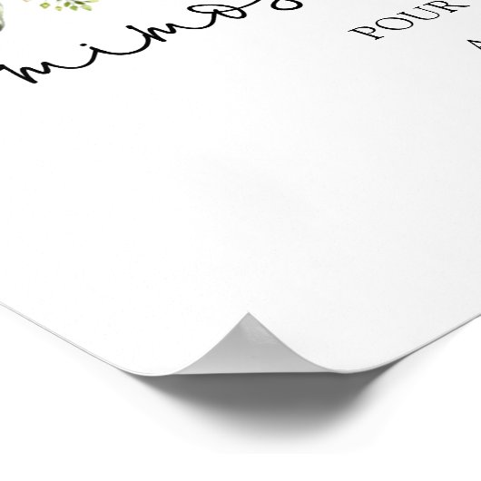 ピンクのブッシュとグリーンが美しいミモザ バー ドリンク サイン (角)