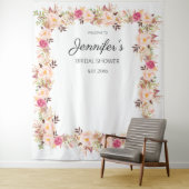 ピンクのブッシュの花が咲くウェディングシャワーまたはパーティー タペストリー (インサイチュ)