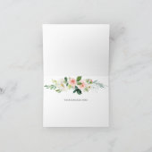 ピンクのブッシュの花が咲くベイビーシャワーの感謝カード サンキューカード (内部)