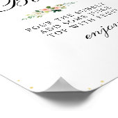 ピンクのブッシュの花のブライズシャワーミモザバーの看板 ポスター (角)