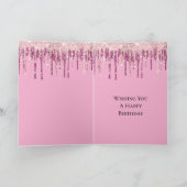 ピンクのブッシュアイスクリームグリッター垂れ Birthday カード (内部)