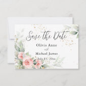 ピンクのブッシュウォーターカラーローズ・セーブ・ザ・デート セーブザデート (正面)