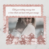 ピンクのブッシュグリッターガーリークリスマスツリー スノーフレーク シーズンカード (正面/裏面)