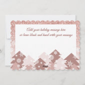 ピンクのブッシュグリッターガーリークリスマスツリー スノーフレーク シーズンカード (裏面)