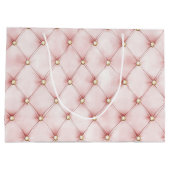 ピンクのブッシュゴールドタフト ブライダルシャワー ラージペーパーバッグ (裏面)