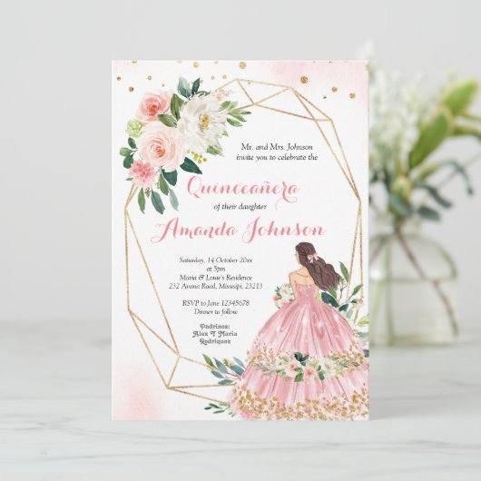 ピンクのブッシュプリンセス キンセアニエラ ご招待 招待状 (スタンド正面)