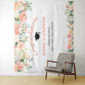 ピンクのブッシュローズ 花の卒業写真 背景 タペストリー (インサイチュ)