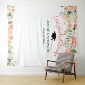 ピンクのブッシュローズ 花の卒業写真 背景 タペストリー (インサイチュ(横))