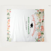 ピンクのブッシュローズ 花の卒業写真 背景 タペストリー (正面(横))