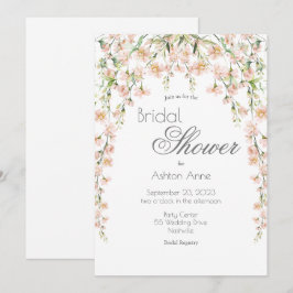ピンクのブッシュ セージ フローラル ワイルドフラワーズ ブライダルシャワー 招待状