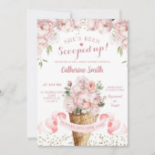 ピンクのブッシュ ピオニー アイスクリーム ブライダル シャワー 招待状 (正面)