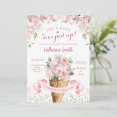 ピンクのブッシュ ピオニー アイスクリーム ブライダル シャワー 招待状 (スタンド正面)