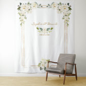 ピンクのブッシュ ピオニー ゴールド ブルーム フォトブース ウェディング タペストリー (インサイチュ)