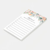 ピンクのブッシュ フラワーモノグラム 入りTODOリスト ポストイット (アングル)