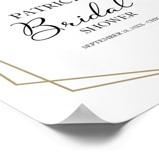 ピンクのブッシュ フラワー幾何学的なウェディングシャワーのお出迎え ポスター (角)