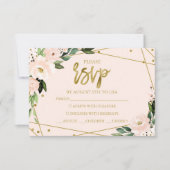 ピンクのブッシュ フラワー キンセアニエラ RSVP カード (正面)