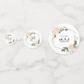 ピンクのブッシュ フラワー ゴールド ジオメトリック ブライダル シャワー コンフェッティ (正面)