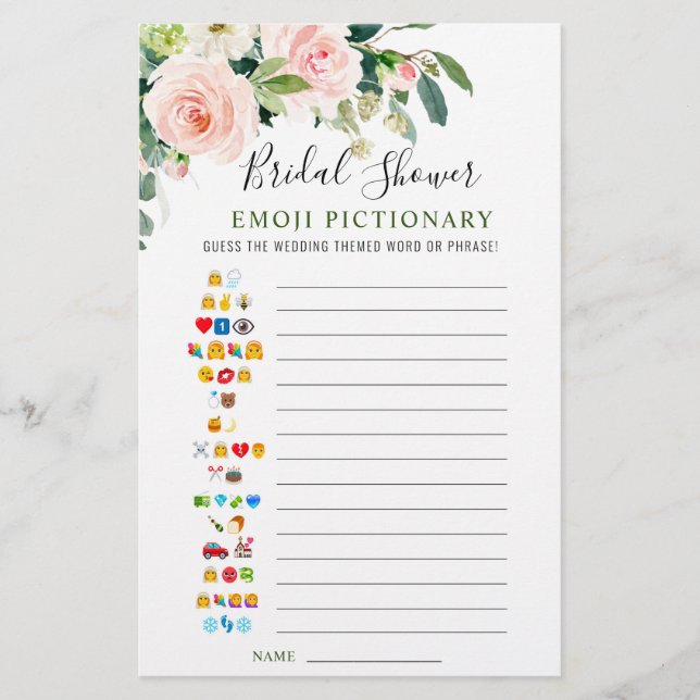 ピンクのブッシュ フラワー 双面 ブライダルシャワー ゲーム (正面)
