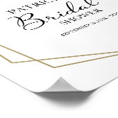 ピンクのブッシュ フラワー 幾何学的なウェディング シャワー ウェルカム ポスター (角)