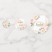 ピンクのブッシュ フローラル ゴールド ジオメトリック ブライダル シャワー コンフェッティ (正面)