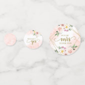 ピンクのブッシュ フローラル ゴールド ジオメトリック ブライダル シャワー コンフェッティ (裏面)