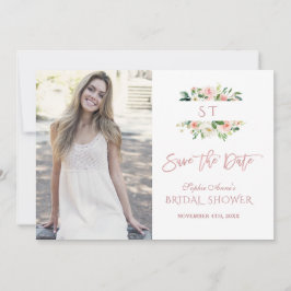 ピンクのブッシュ フローラル ローズゴールド フォト ブライダル シャワー セーブザデート