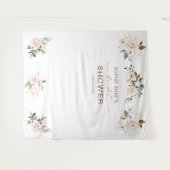 ピンクのブッシュ フローラル ローズ ゴールド ブライダル シャワー プロップ タペストリー (正面(横))