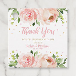 ピンクのブッシュ フローラル ローズ ベビーシャワー サンクス フェイバータグ