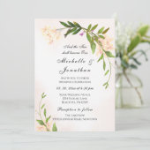 ピンクのブッシュ ボタニカルガーデン キリスト教 ウェディング 招待状 (スタンド正面)