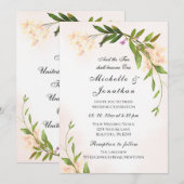 ピンクのブッシュ ボタニカルガーデン キリスト教 ウェディング 招待状 (正面/裏面)