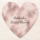 ピンクのブッシュ ローズゴールドの結婚前お披露目パーティー ペーパーコースター (正面)